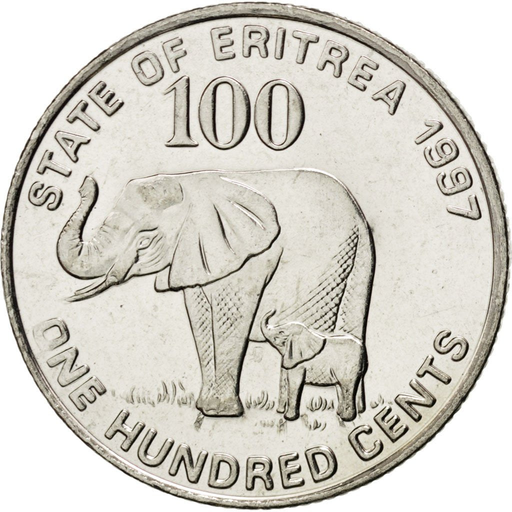 ERITREA, 100 Cents, 1997, KM #48, MS(63), Nickel Clad Steel, 26.2, 10.25