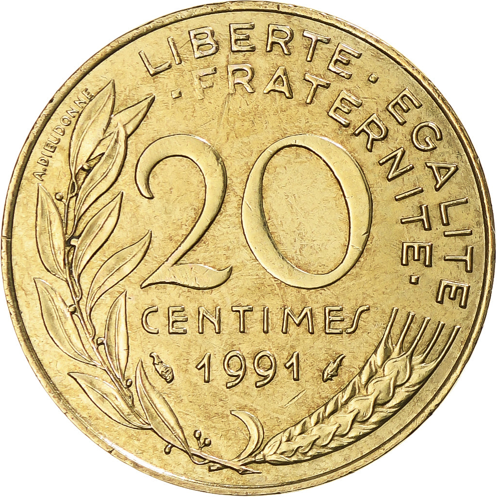 Münze, Frankreich, Marianne, 20 Centimes, 1991, Paris, SS+, Aluminum-Bronze