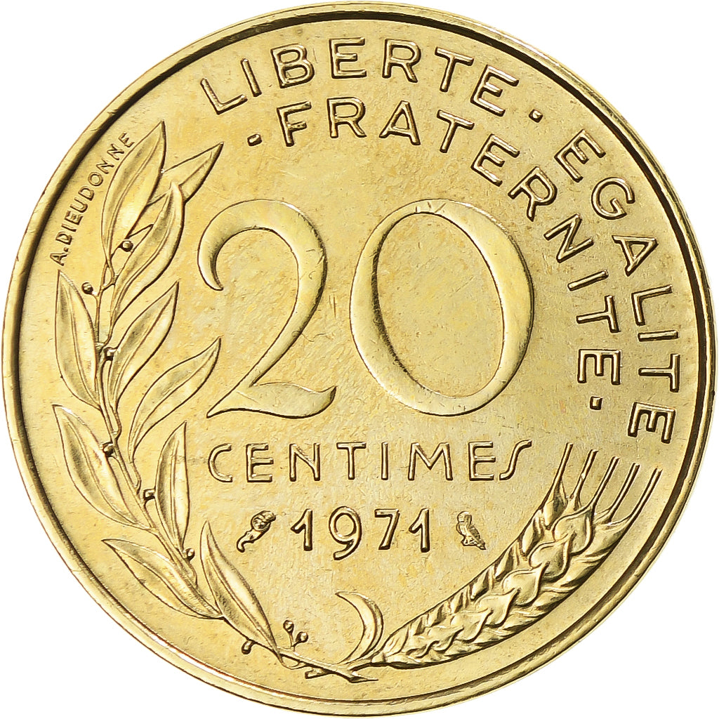 Münze, Frankreich, Marianne, 20 Centimes, 1971, Paris, VZ, Aluminum-Bronze