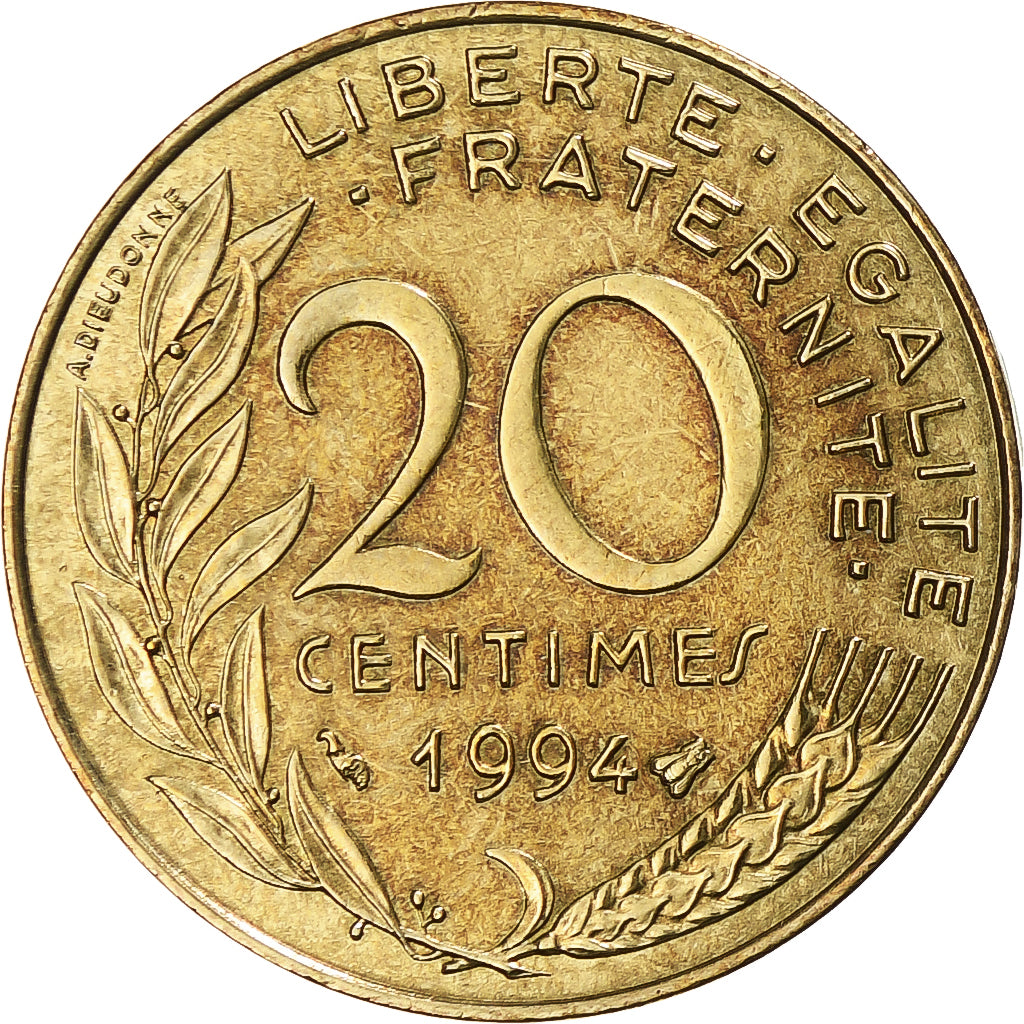 Münze, Frankreich, Marianne, 20 Centimes, 1994, Paris, SS+, Aluminum-Bronze