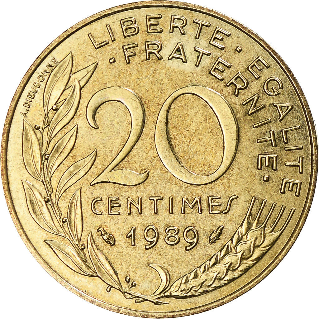 Münze, Frankreich, Marianne, 20 Centimes, 1989, Paris, SS, Aluminum-Bronze