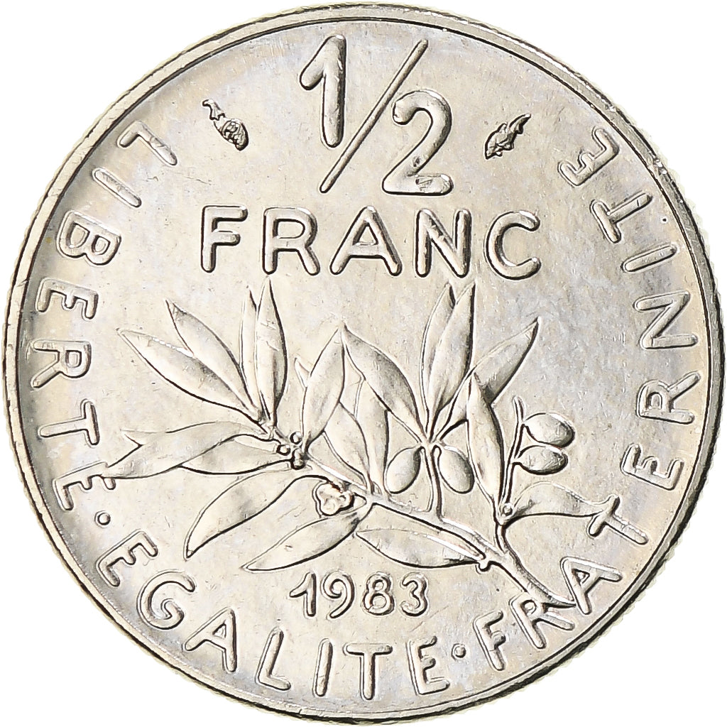 Moneda, Francia, Semeuse, 1/2 Franc, 1983, Paris, FDC, MBC, Níquel, KM:931.1