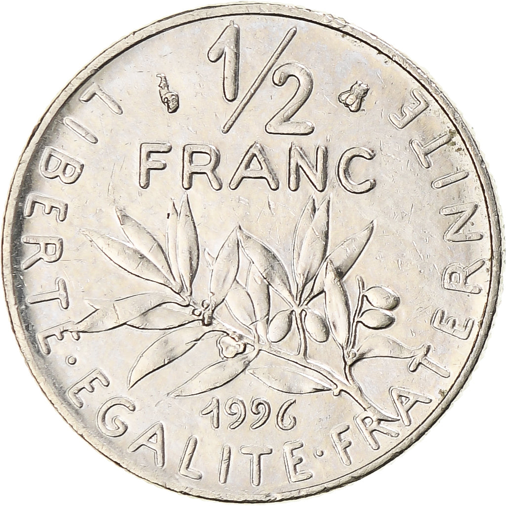 Moneda, Francia, Semeuse, 1/2 Franc, 1996, MBC, Níquel, KM:931.2, Gadoury:429