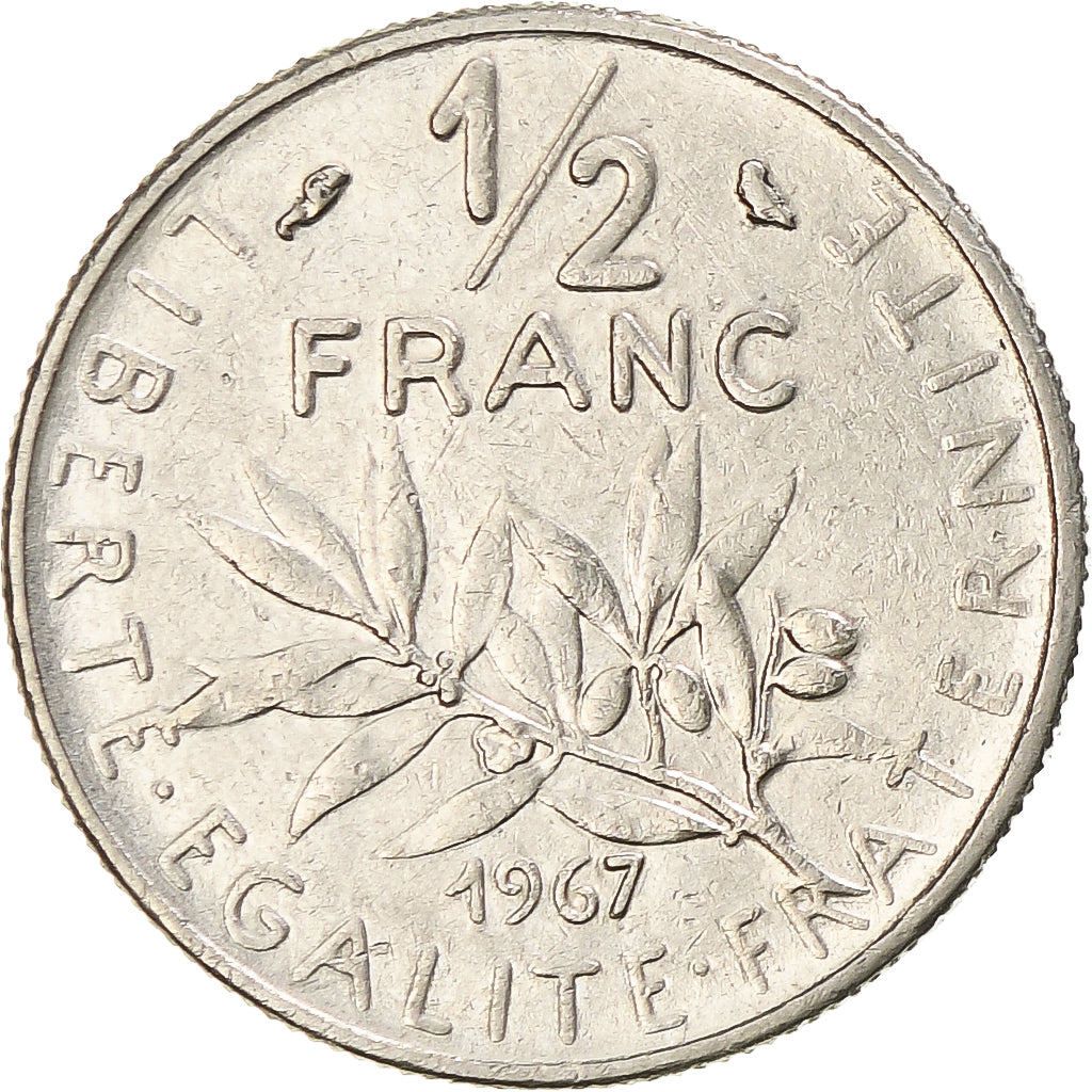 Moneta, Francja, Semeuse, 1/2 Franc, 1967, Paris, EF(40-45), Nikiel, KM:931.1