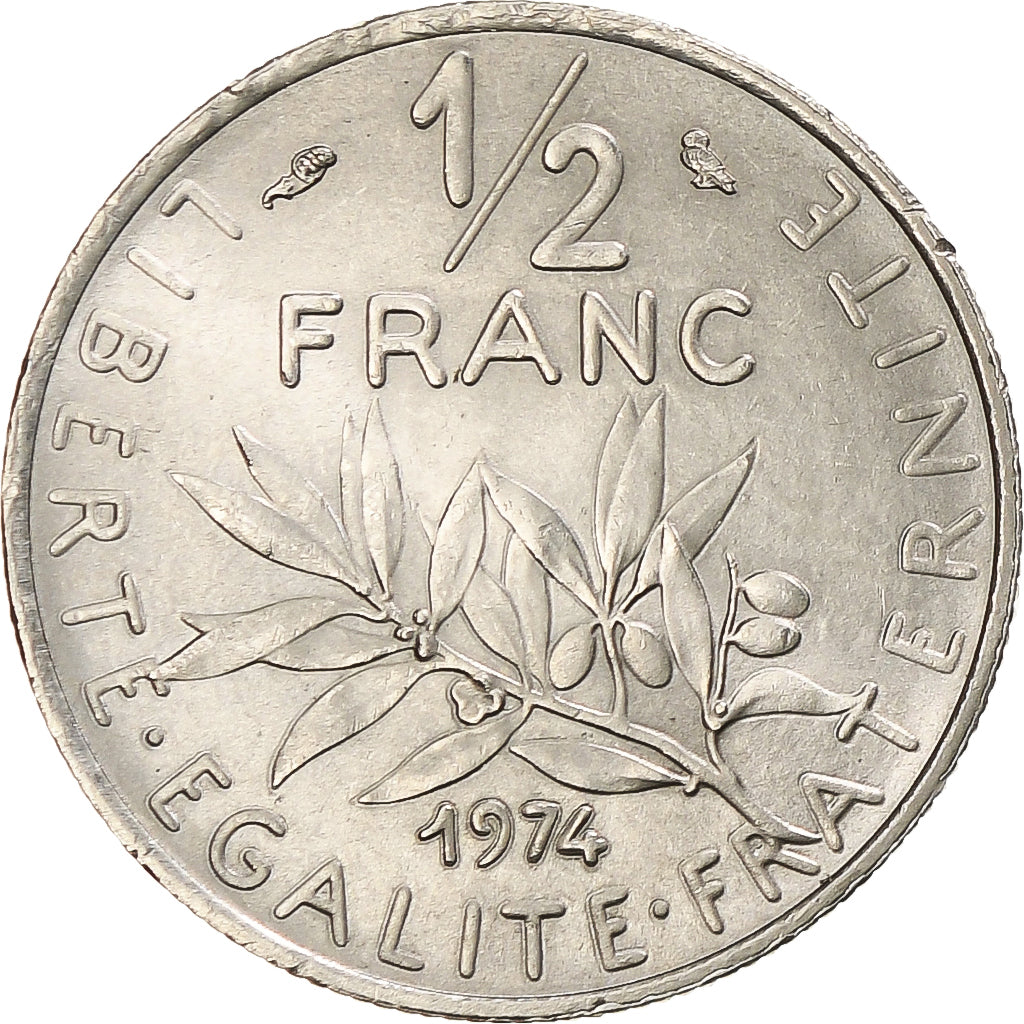 Moneta, Francja, Semeuse, 1/2 Franc, 1974, Paris, MS(60-62), Nikiel, KM:931.1
