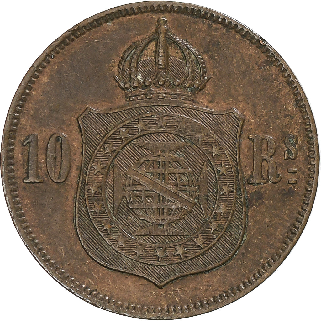 Monnaie, Brésil, Pedro II, 10 Reis, 1868, TB+, Bronze, KM:473