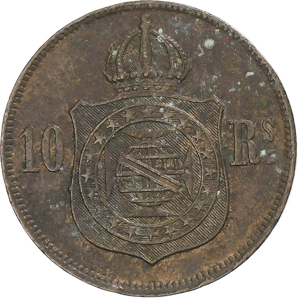 Münze, Brasilien, Pedro II, 10 Reis, 1868, S+, Bronze, KM:473