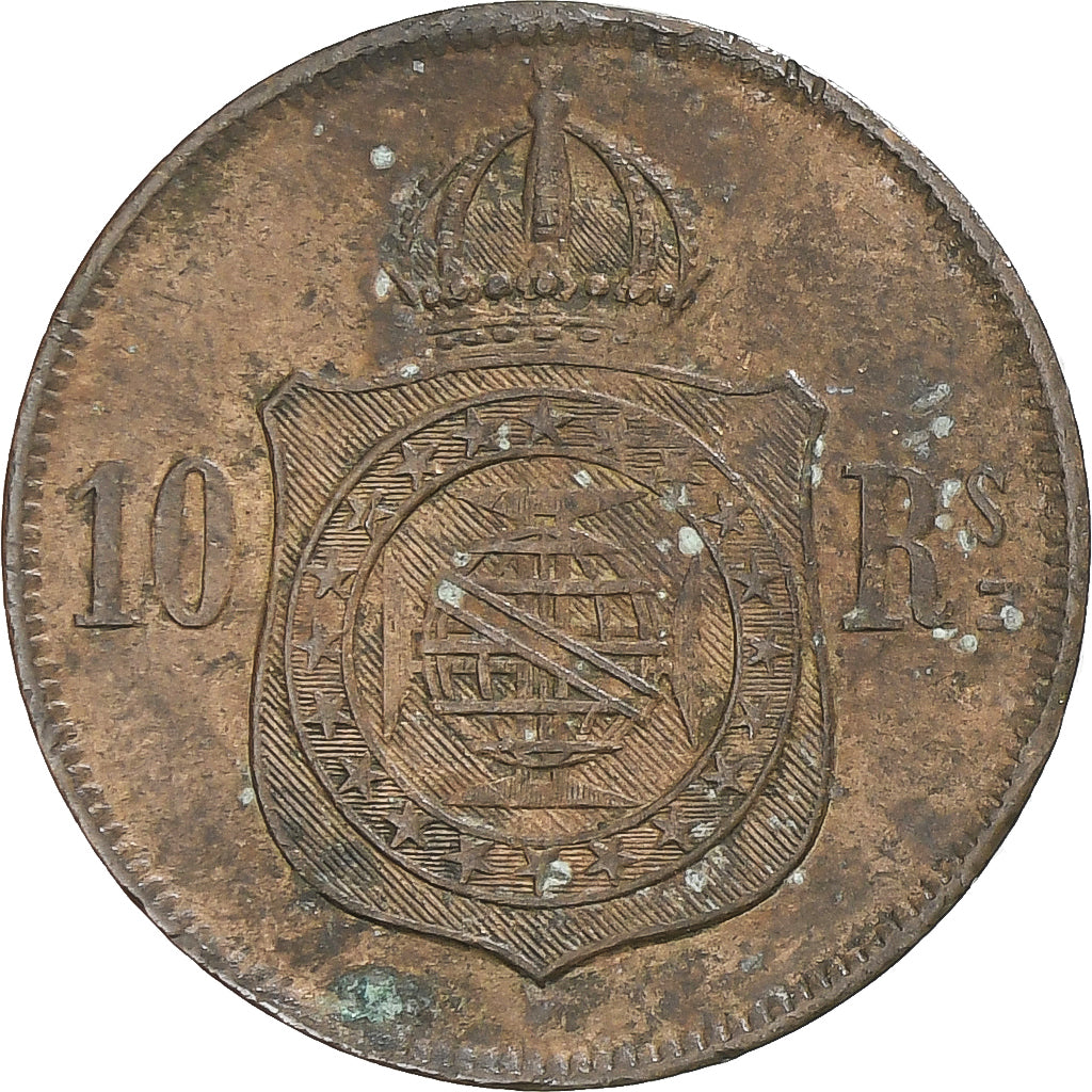 Coin, Brazil, Pedro II, 10 Reis, 1868, VF(30-35), Bronze, KM:473
