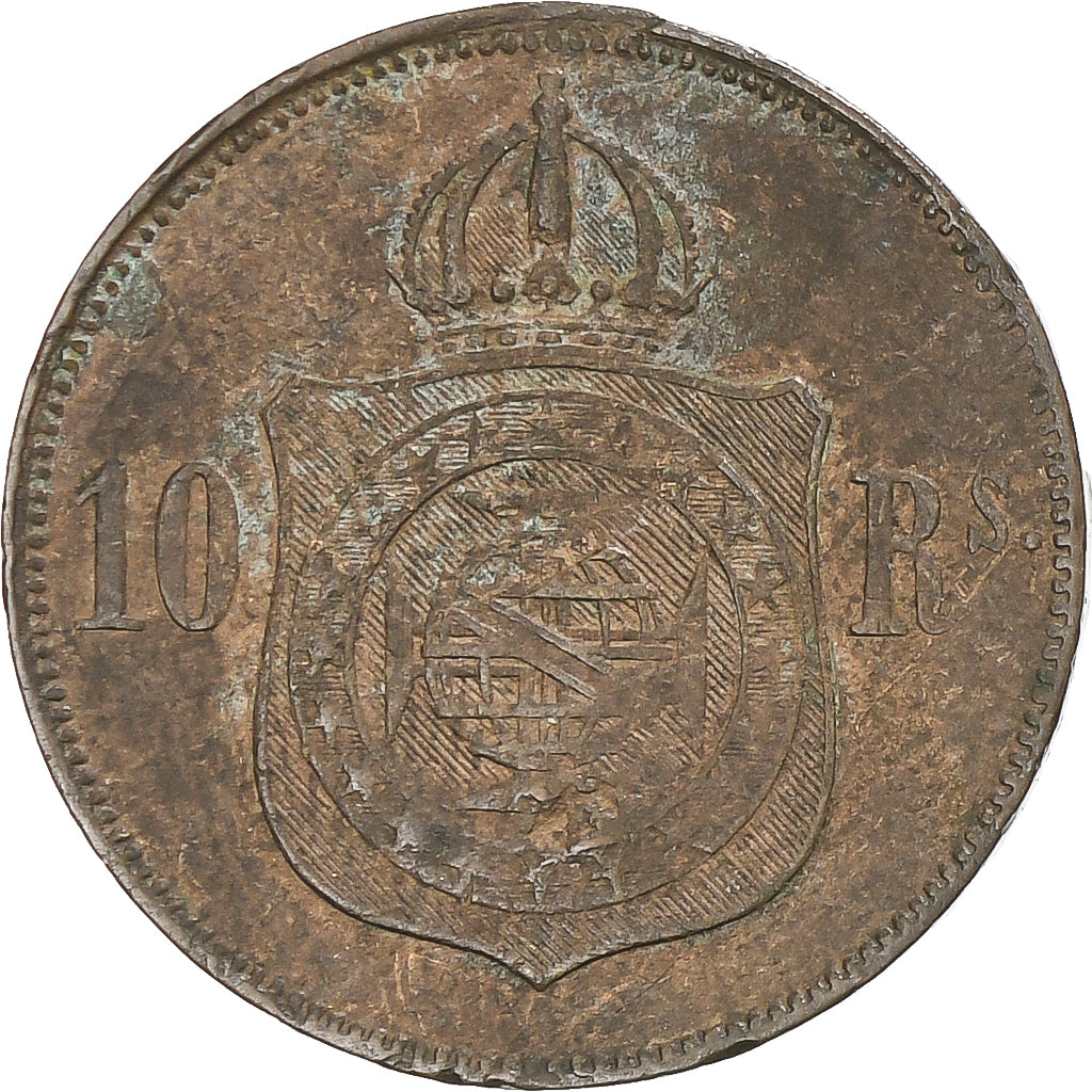 Munten, Brazilië, Pedro II, 10 Reis, 1869, FR, Bronzen, KM:473