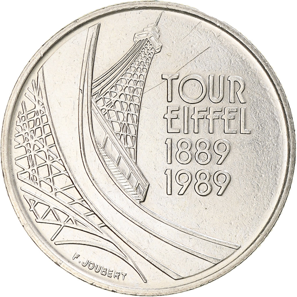 Munten, Frankrijk, Tour Eiffel, 5 Francs, 1989, Paris, ZF+, Nickel, KM:968