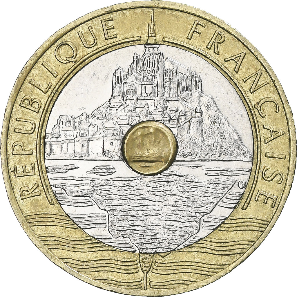 Munten, Frankrijk, Mont Saint Michel, 20 Francs, 1992, ZF, Tri-Metallic