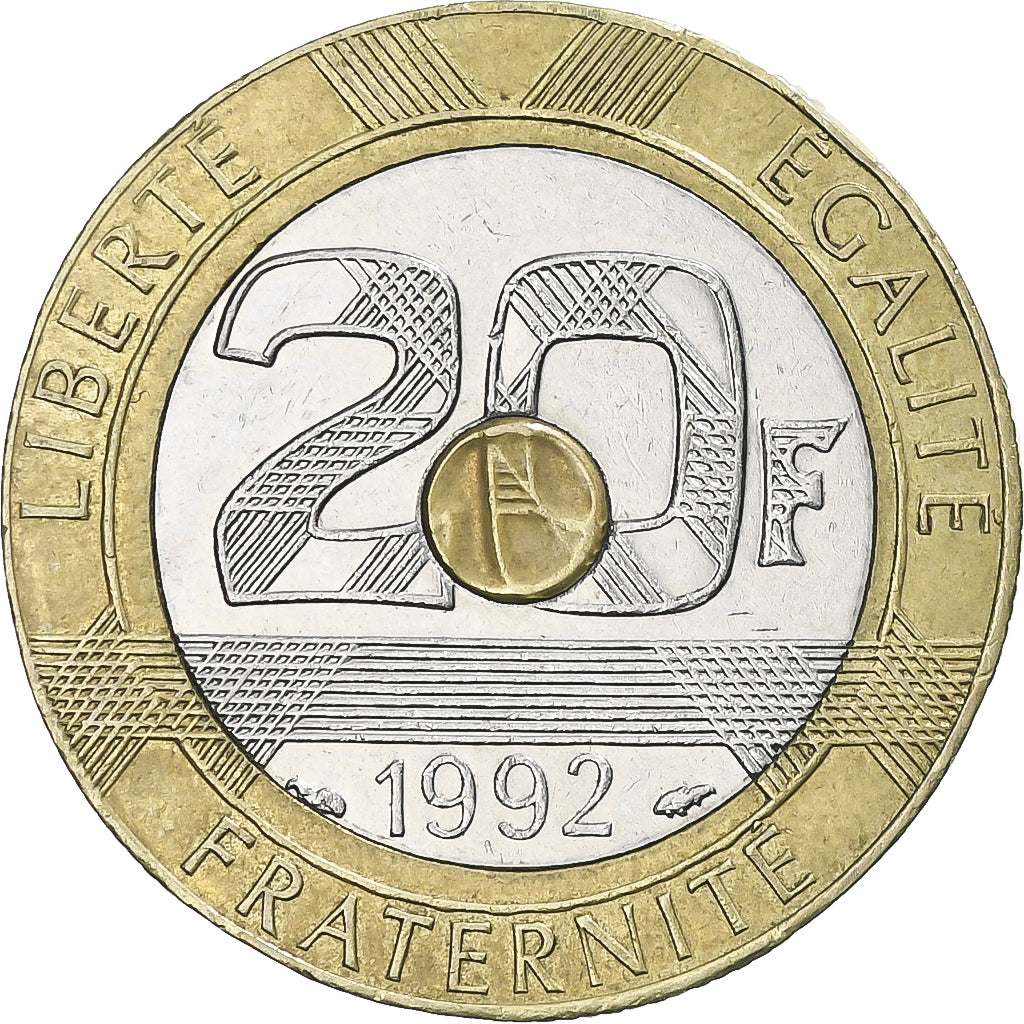 Munten, Frankrijk, Mont Saint Michel, 20 Francs, 1992, ZF, Tri-Metallic