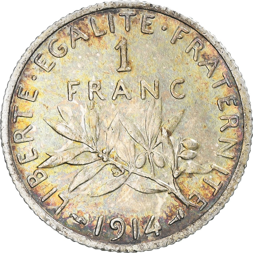 Moeda, França, Semeuse, Franc, 1914, Paris, EF(40-45), Prata, KM:844.1