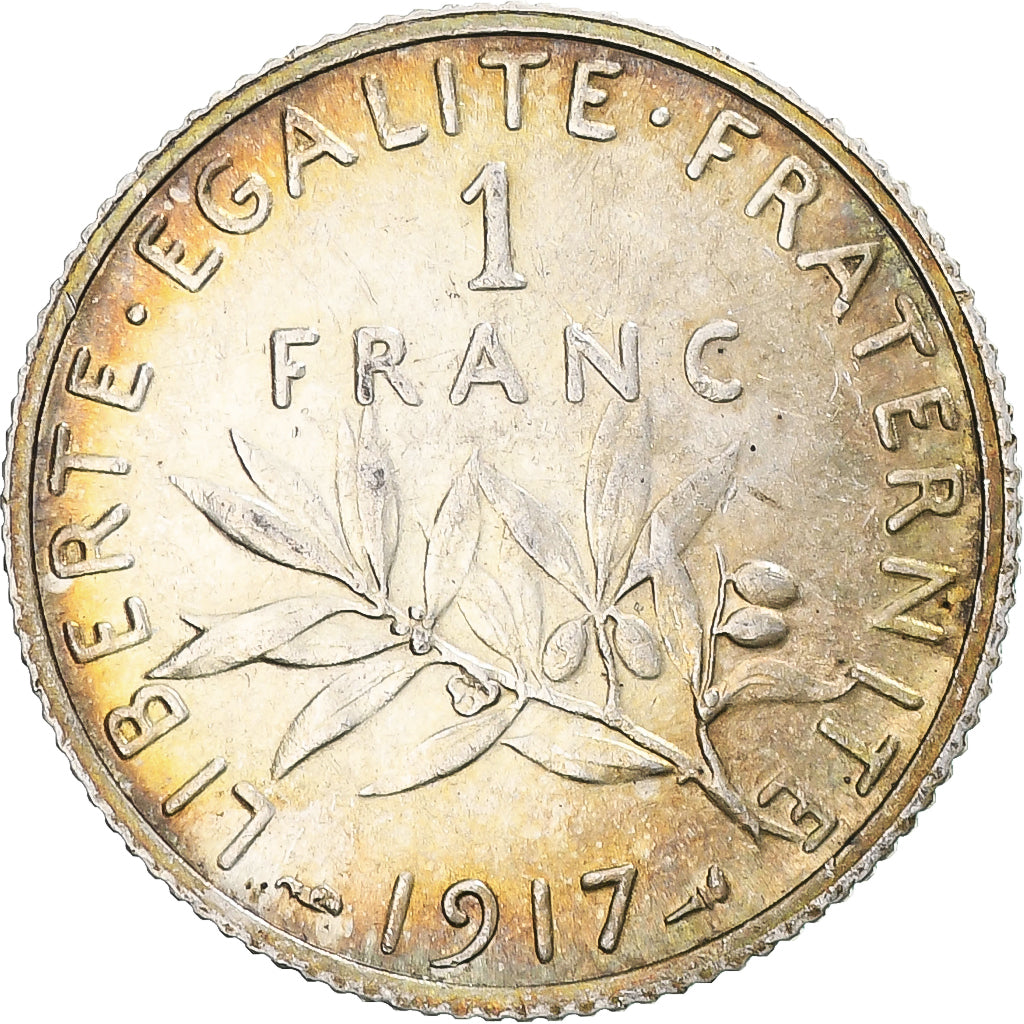 Moneta, Francia, Semeuse, Franc, 1917, Paris, BB, Argento, KM:844.1, Gadoury:467