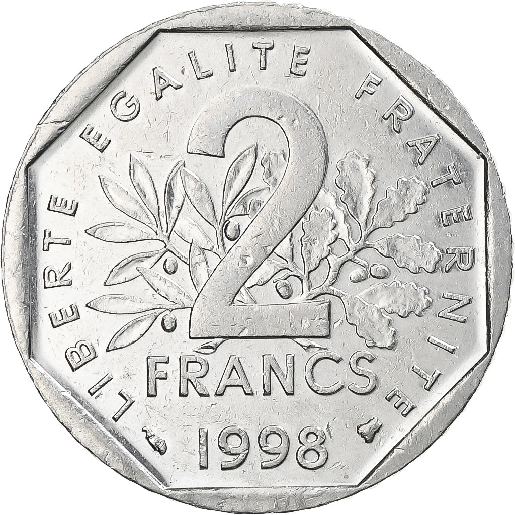 Munten, Frankrijk, Semeuse, 2 Francs, 1998, Paris, ZF, Nickel, KM:942.2