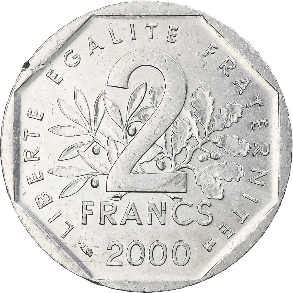Munten, Frankrijk, Semeuse, 2 Francs, 2000, Paris, O.Roty, ZF+, Nickel, KM:942.2