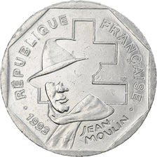 France, 2 Francs, Jean Moulin, 1993, Paris, Nickel, AU(50-53), Gadoury:547
