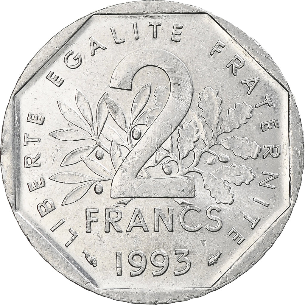 France, 2 Francs, Jean Moulin, 1993, Paris, Nickel, AU(50-53), Gadoury:547