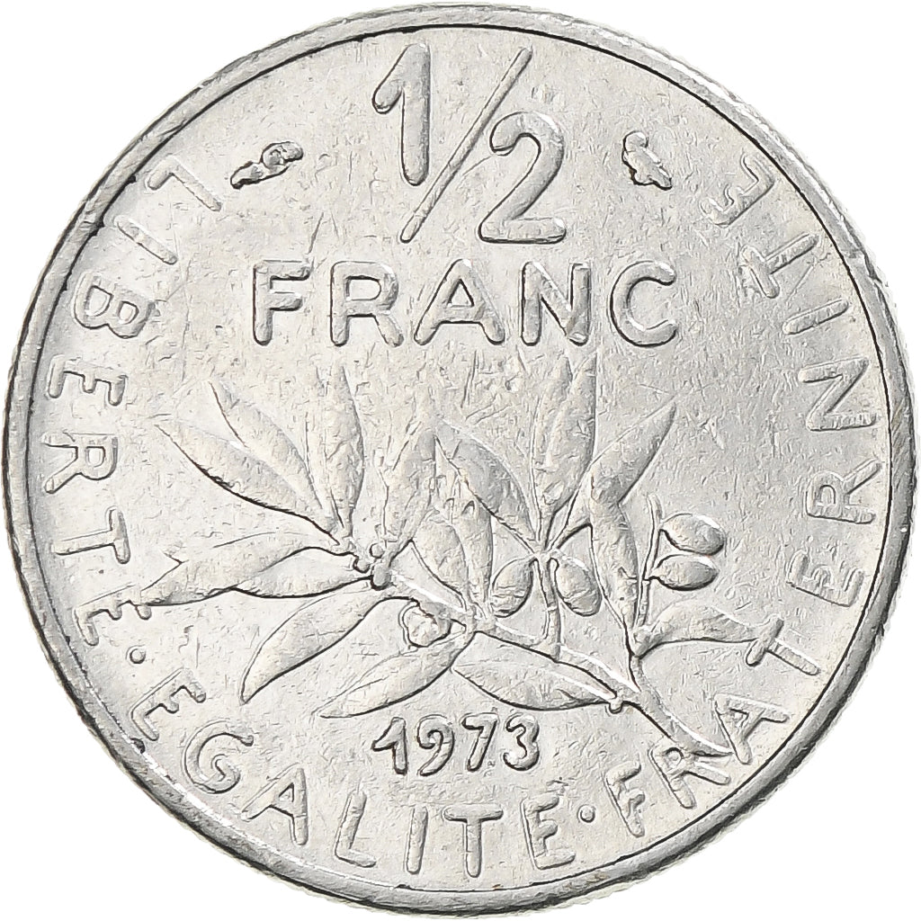Moneda, Francia, Semeuse, 1/2 Franc, 1973, Paris, MBC, Níquel, KM:931.1