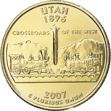 Coin, United States, Utah, Quarter, 2007, U.S. Mint, Denver, golden, MS(63)