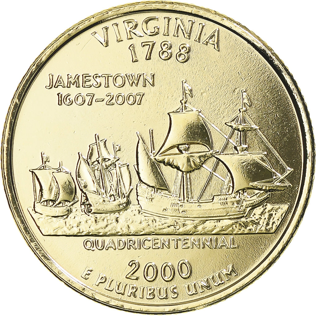 Moneta, Stati Uniti, Virginia, Quarter, 2000, U.S. Mint, Philadelphia, golden