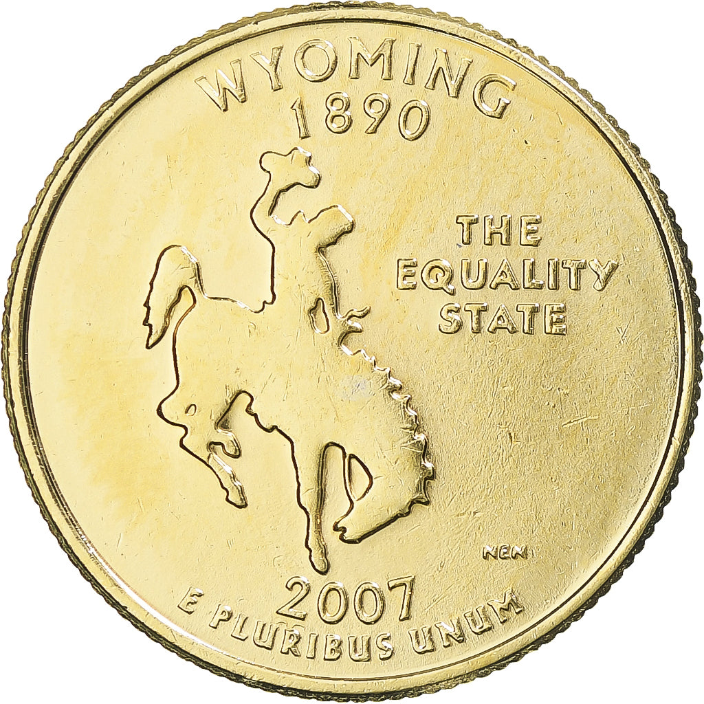 Moneta, Stati Uniti, Wyoming, Quarter, 2007, U.S. Mint, Denver, golden, SPL