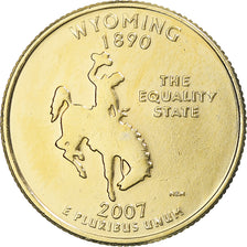 Moneta, Stati Uniti, Wyoming, Quarter, 2007, U.S. Mint, Denver, golden, SPL