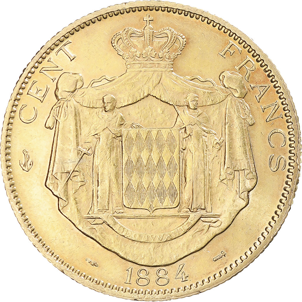 Monaco, Charles III, 100 Francs, Cent, 1884, Paris, Gold, AU(55-58), KM:99