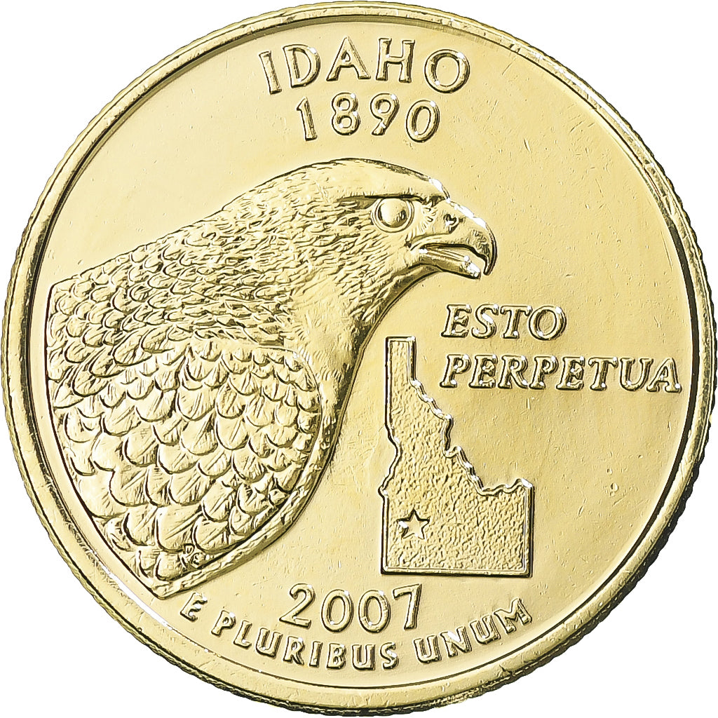 Munten, Verenigde Staten, Idaho, Quarter, 2007, U.S. Mint, Denver, golden, UNC-