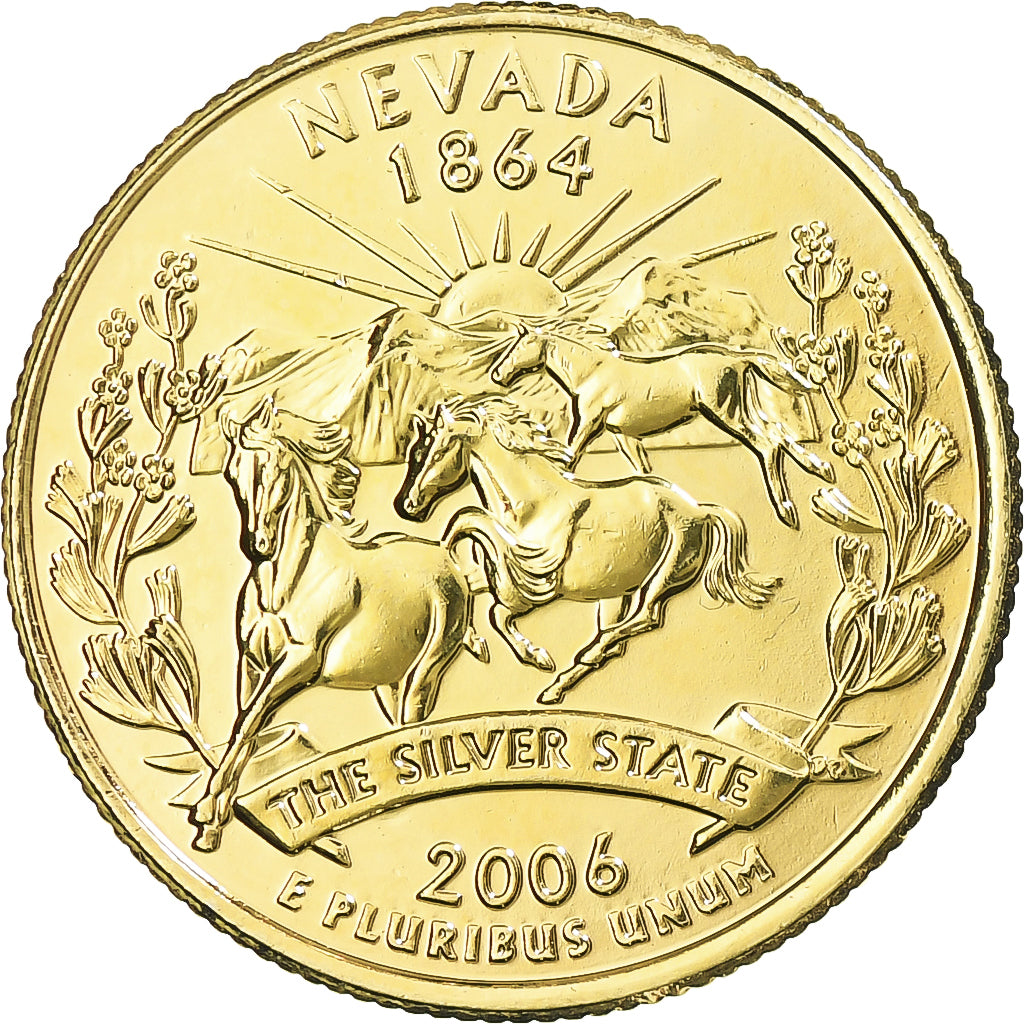 Munten, Verenigde Staten, Nevada, Quarter, 2006, U.S. Mint, Denver, golden