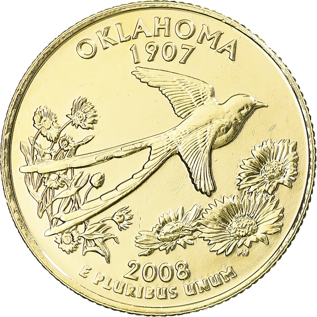 Monnaie, États-Unis, Oklahoma, Quarter, 2008, U.S. Mint, golden, SPL, Métal