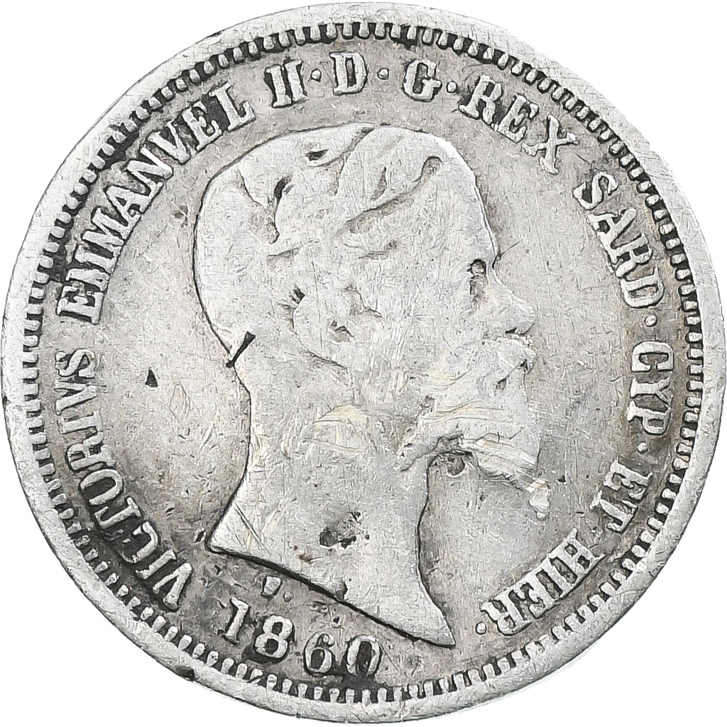 Coin, ITALIAN STATES, SARDINIA, Vittorio Emanuele II, 50 Centesimi, 1860, Milan