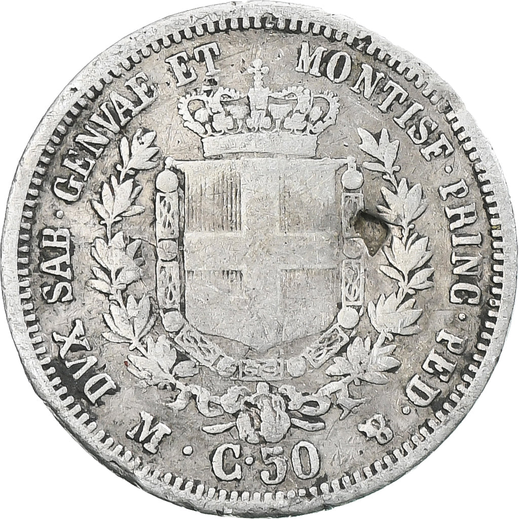 Coin, ITALIAN STATES, SARDINIA, Vittorio Emanuele II, 50 Centesimi, 1860, Milan