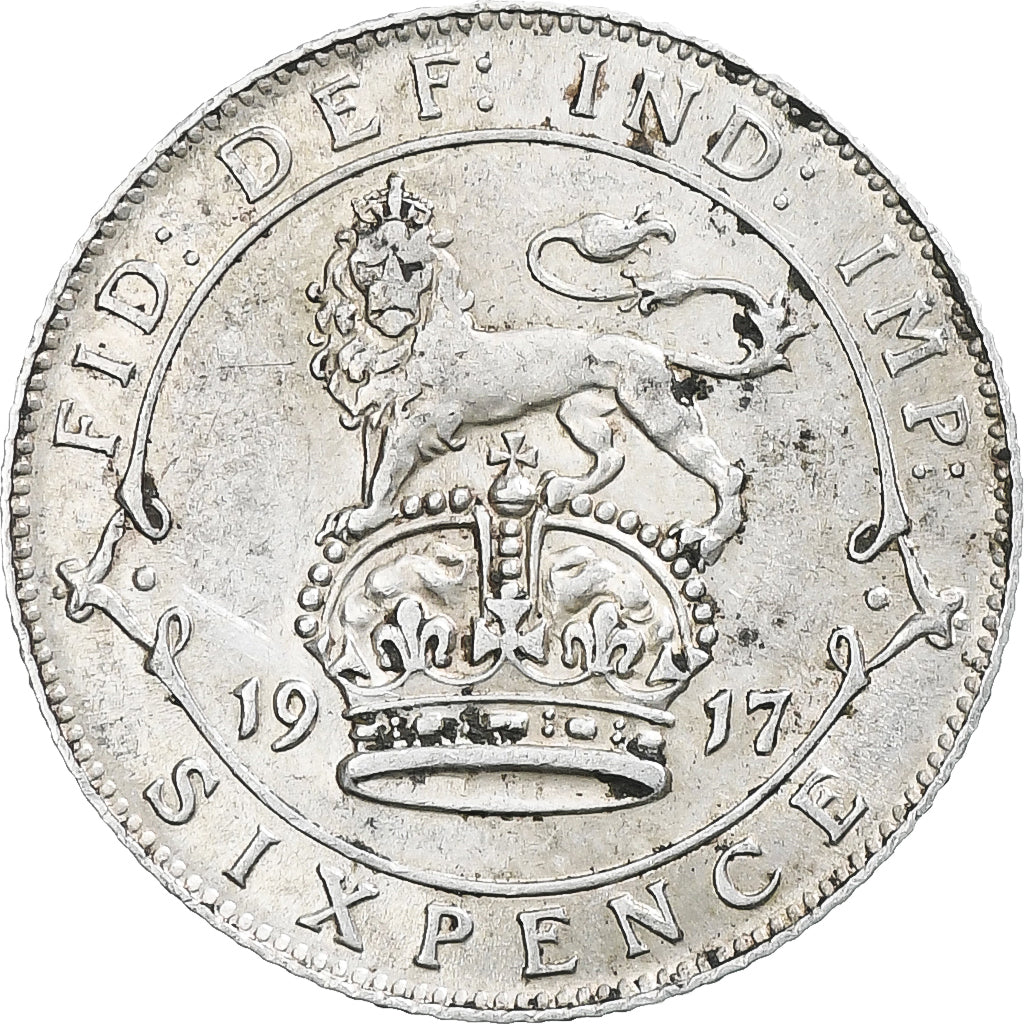 Coin, Great Britain, George V, 6 Pence, 1917, AU(50-53), Silver, KM:815