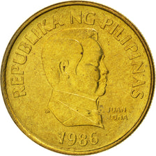 Coin, Philippines, 25 Sentimos, 1986, MS(63), Brass, KM:241.1