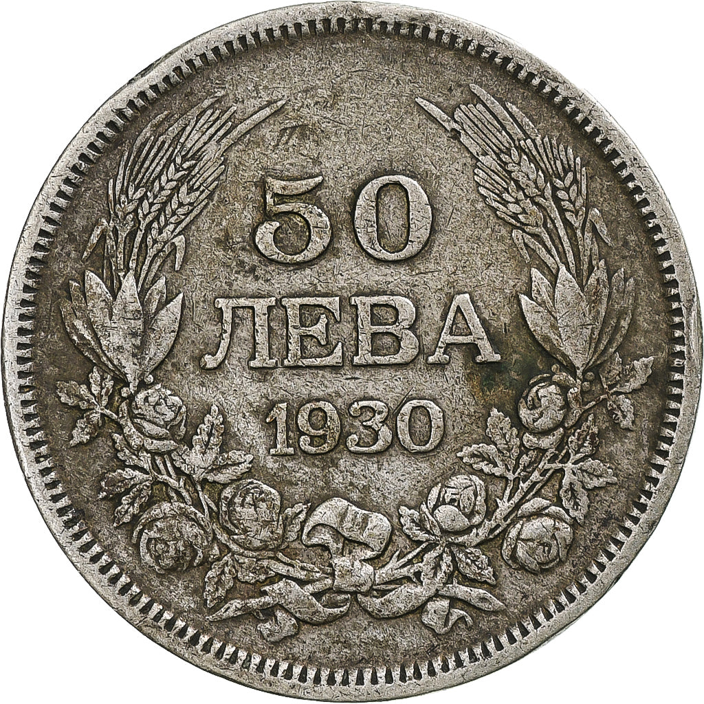 Munten, Bulgarije, 50 Leva, 1930, Budapest, Hungary, FR, Zilver, KM:42