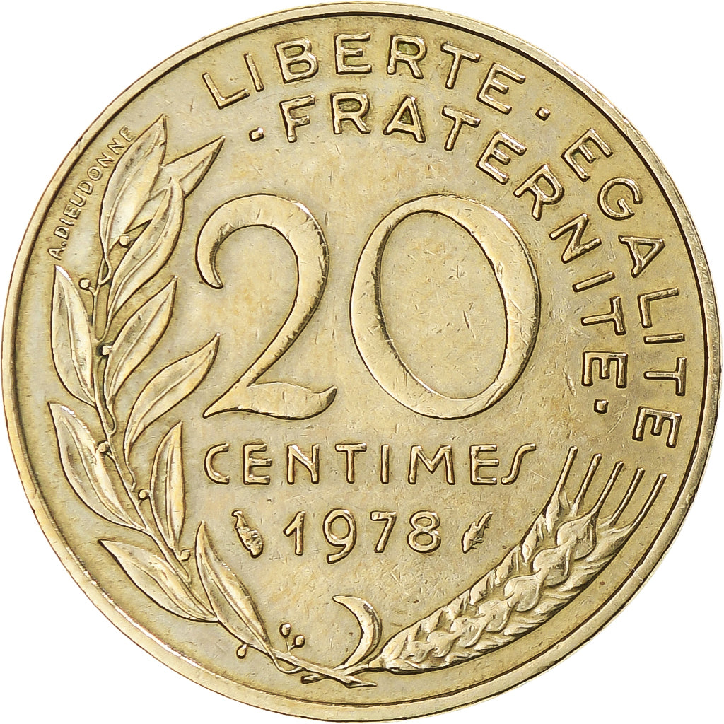 Moneta, Francja, Marianne, 20 Centimes, 1978, Paris, VF(30-35), Aluminium-Brąz