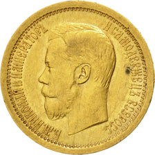 RUSSIA, 7 Roubles 50 Kopeks, 1897, St. Petersburg, KM #63, EF(40-45), Gold, 6.47
