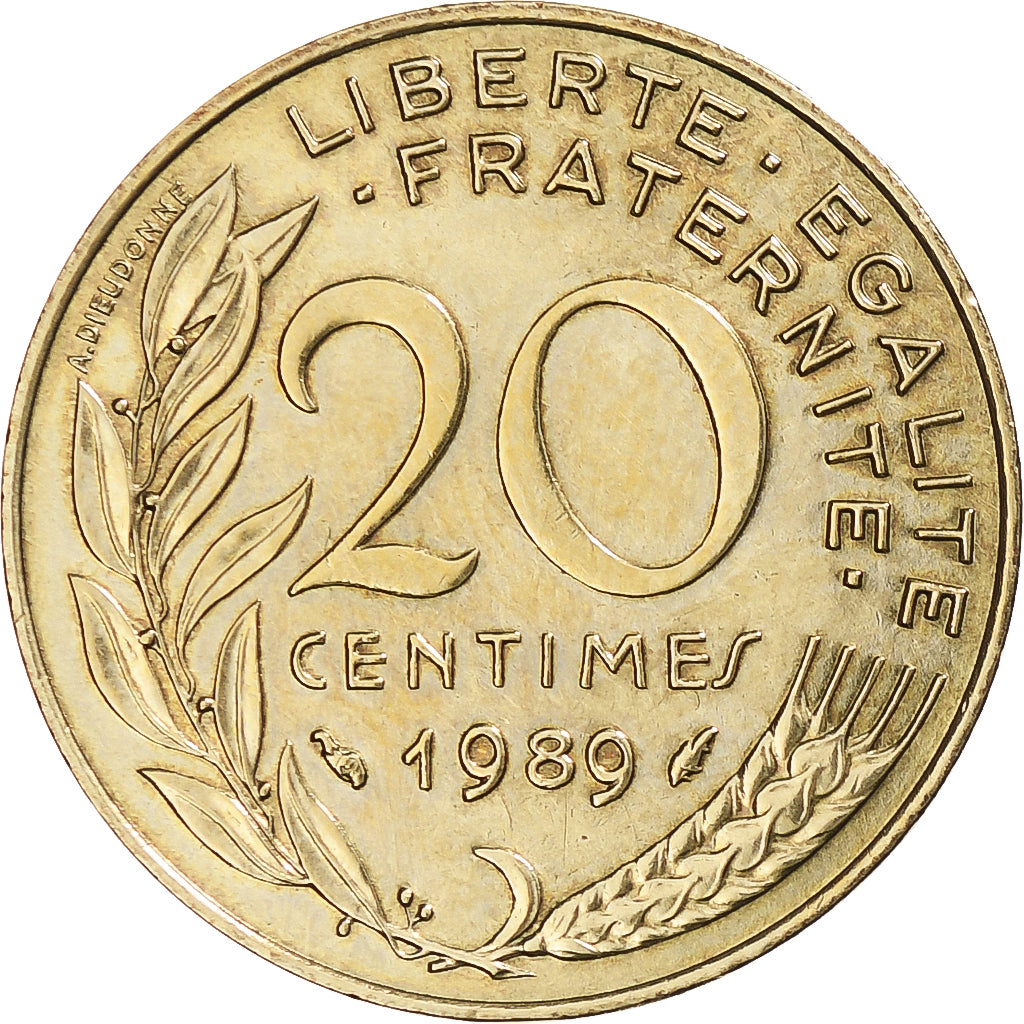 Münze, Frankreich, Marianne, 20 Centimes, 1989, Paris, SS, Aluminum-Bronze