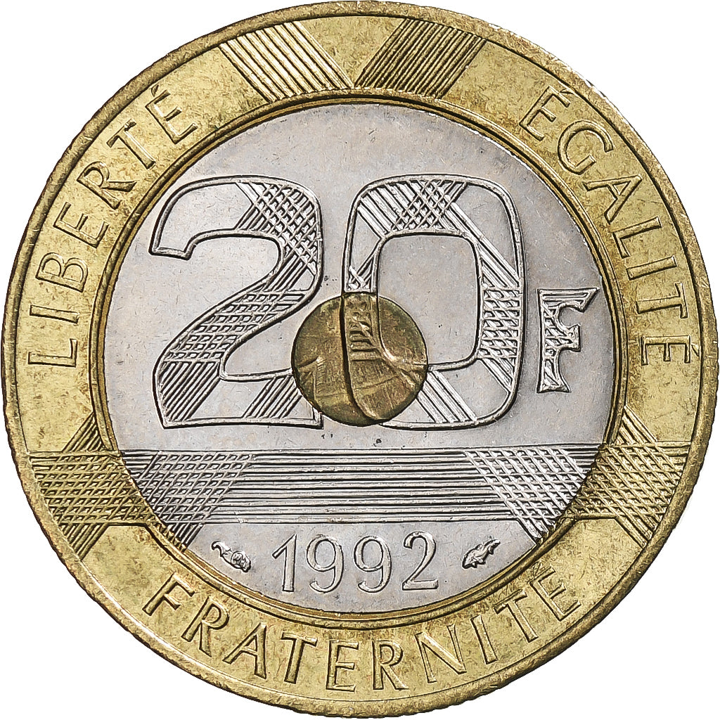 Munten, Frankrijk, Mont Saint Michel, 20 Francs, 1992, Paris, PR, Tri-Metallic