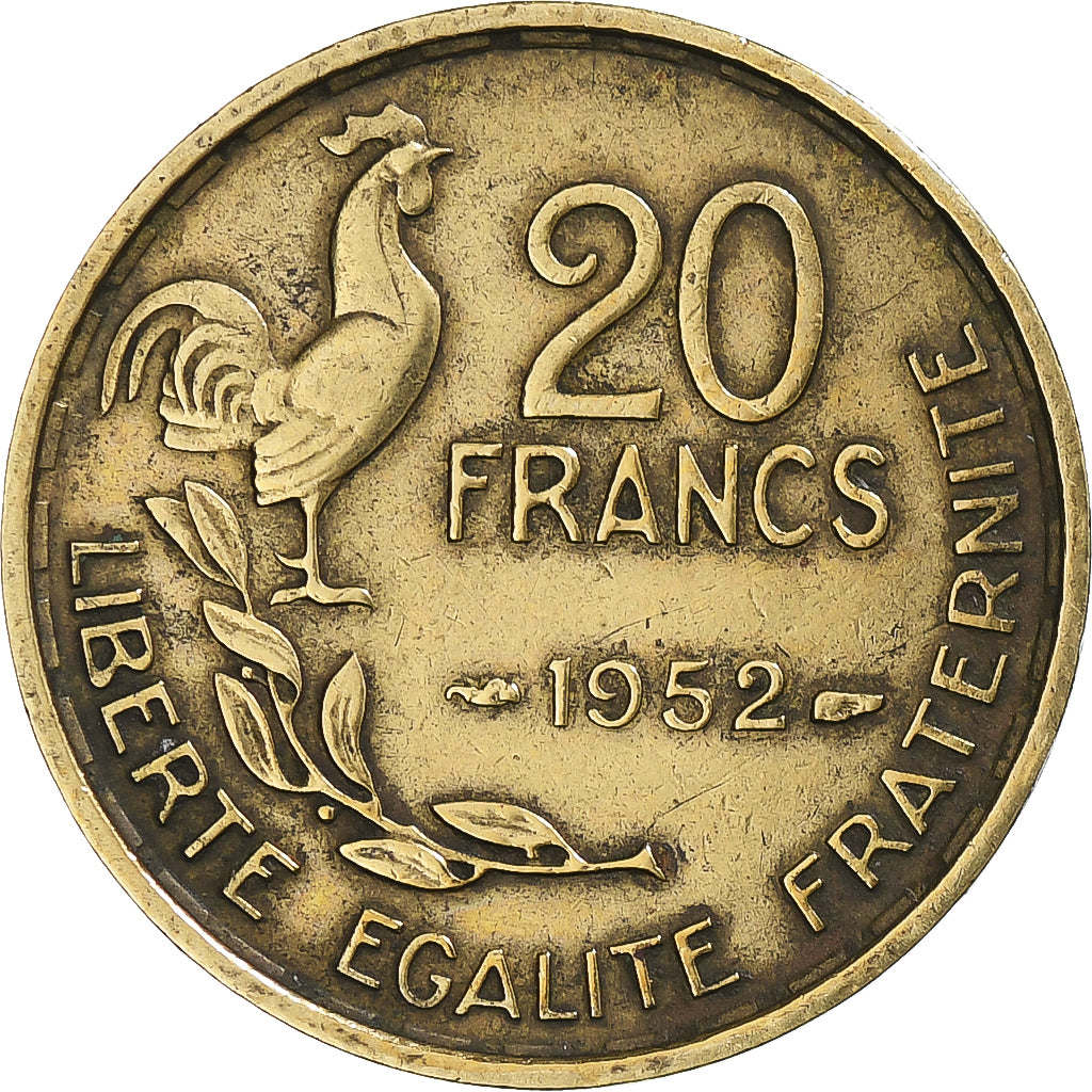 Monnaie, France, Guiraud, 20 Francs, 1952, Paris, TB+, Bronze-Aluminium