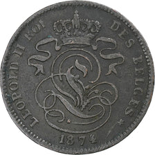 Coin, Belgium, Leopold II, 2 Centimes, 1874, VF(20-25), Copper, KM:35.1