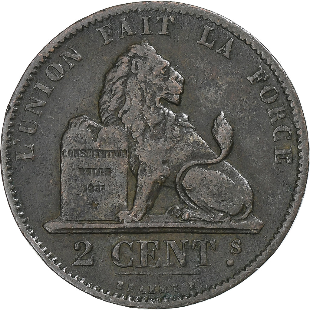 Coin, Belgium, Leopold II, 2 Centimes, 1874, VF(20-25), Copper, KM:35.1