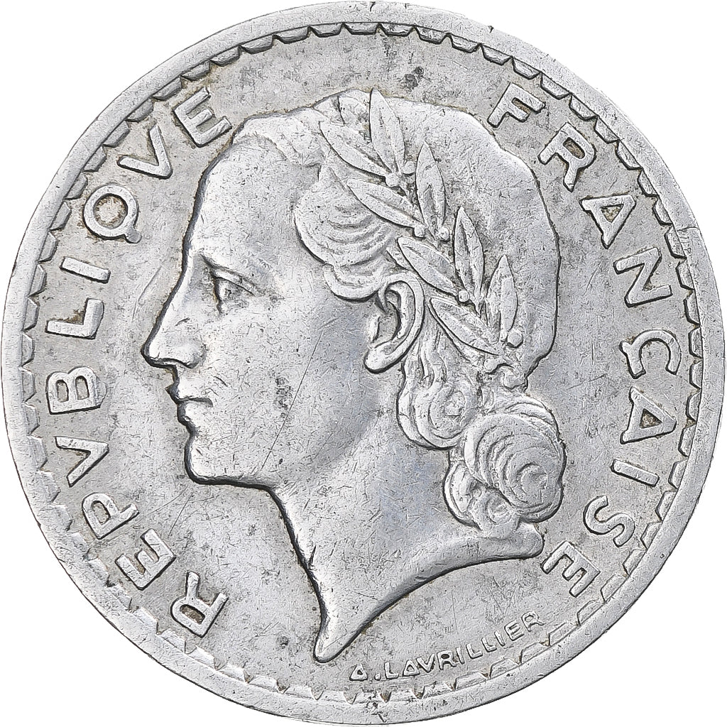 Moneda, Francia, Lavrillier, 5 Francs, 1948, Paris, MBC, Aluminio, KM:888b.1