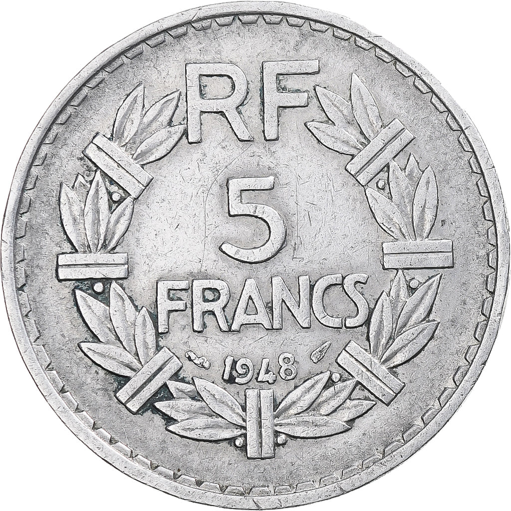 Moneda, Francia, Lavrillier, 5 Francs, 1948, Paris, MBC, Aluminio, KM:888b.1