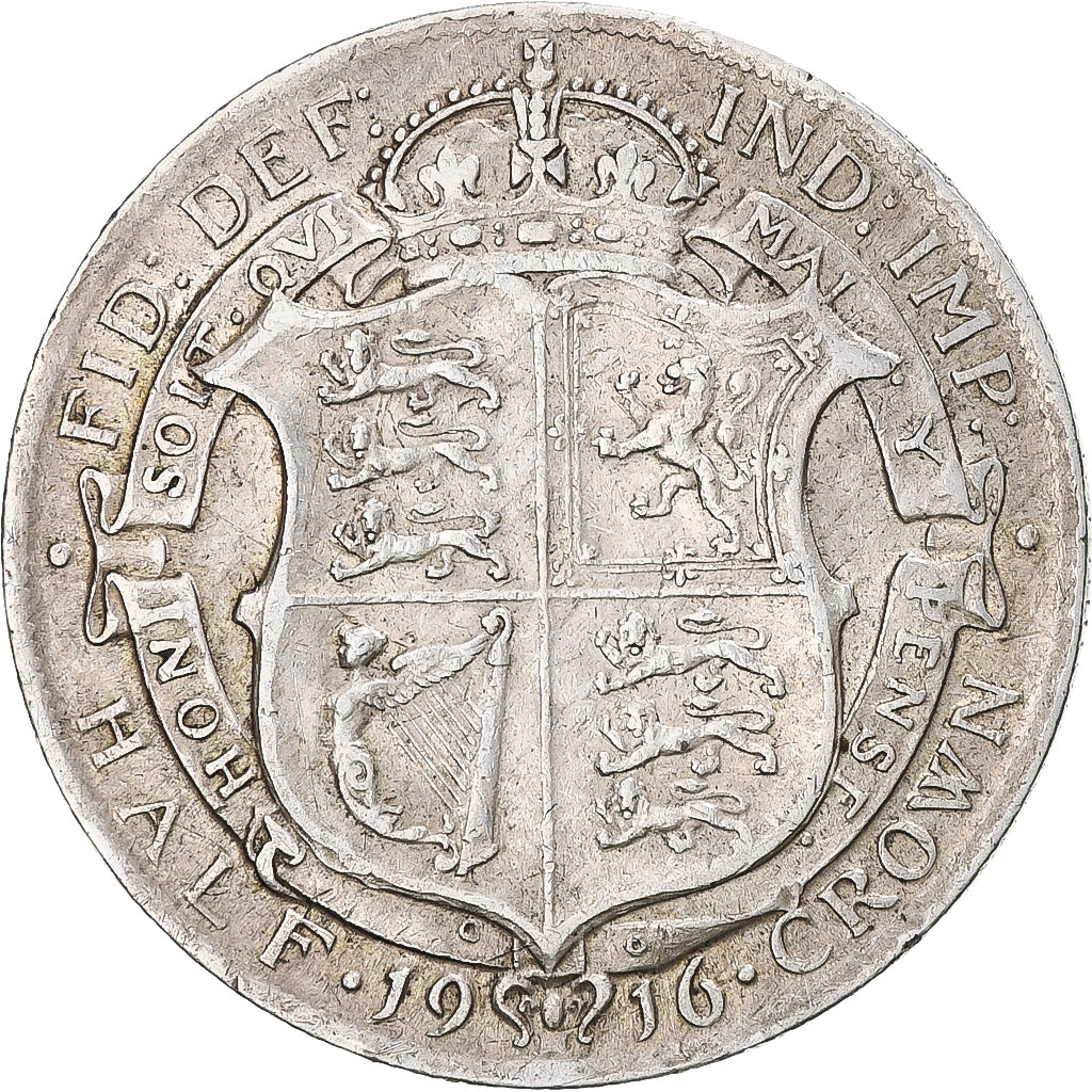 Munten, Verenigd Koninkrijk, George V, 1/2 Crown, 1916, London, ZF, Zilver