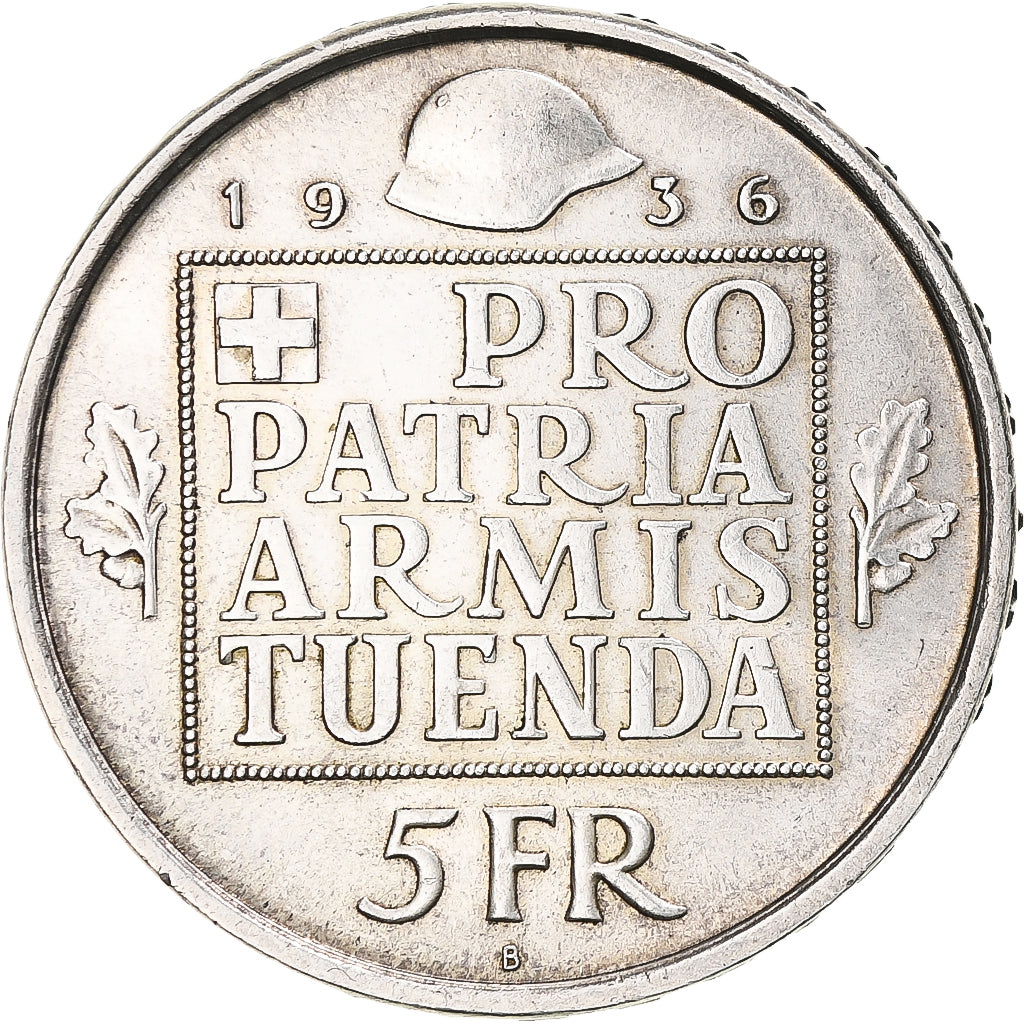 Moneta, Svizzera, Helvetia, 5 Francs, 1936, Bern, SPL-, Argento, KM:41