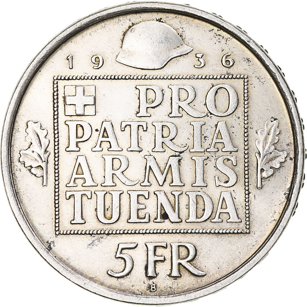 Coin, Switzerland, Helvetia, 5 Francs, 1936, Bern, AU(55-58), Silver, KM:41