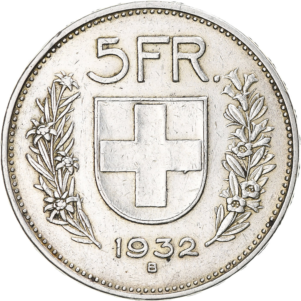 Coin, Switzerland, 5 Francs, 1932, Bern, VF(30-35), Silver, KM:40
