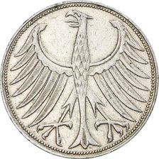 Coin, GERMANY - FEDERAL REPUBLIC, 5 Mark, 1958, Karlsruhe, EF(40-45), Silver